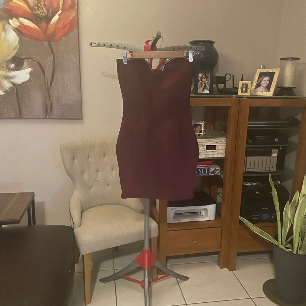 Fashion Nova Strapless Wine Dress, like brand new, size medium